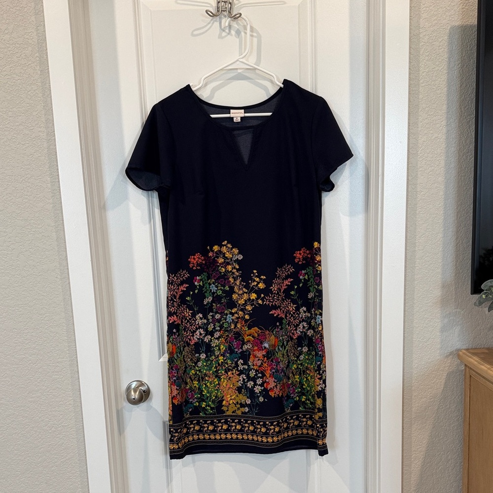 Merona Navy Floral Border Dress
